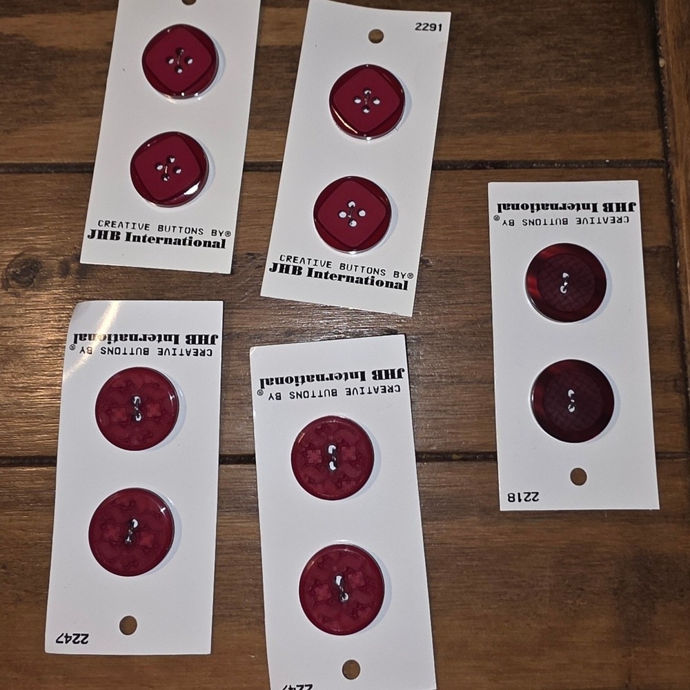JHB International Creative Buttons Burgundy Red Textured Assorted 7/8"